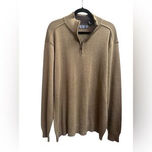OSCAR de la Renta Men's Quarter Zip Sweater Cardigan SZ XL Quiet Luxury Tan NWOT